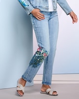 Floral Spray Denim Jeans thumbnail number 1