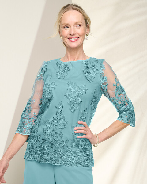 Alex Evenings Embroidered Lace Tunic
