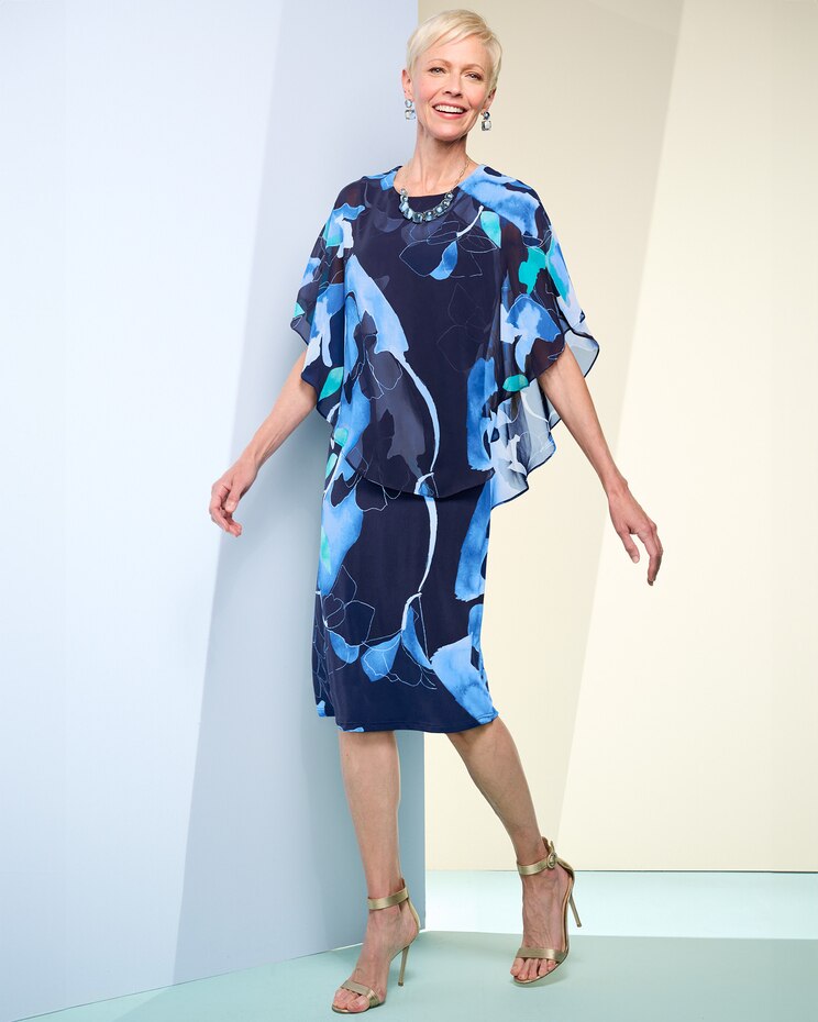 Abstract Floral Overlay Dress image number 1