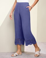 Eyelet Trim Wide-Leg Crop thumbnail number 2