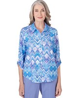 Alfred Dunner® Summer Breeze Zig Zag Button Down Blouse thumbnail number 1