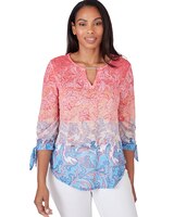 Ruby Rd® Patio Party Knit Ombre Paisley Top thumbnail number 1
