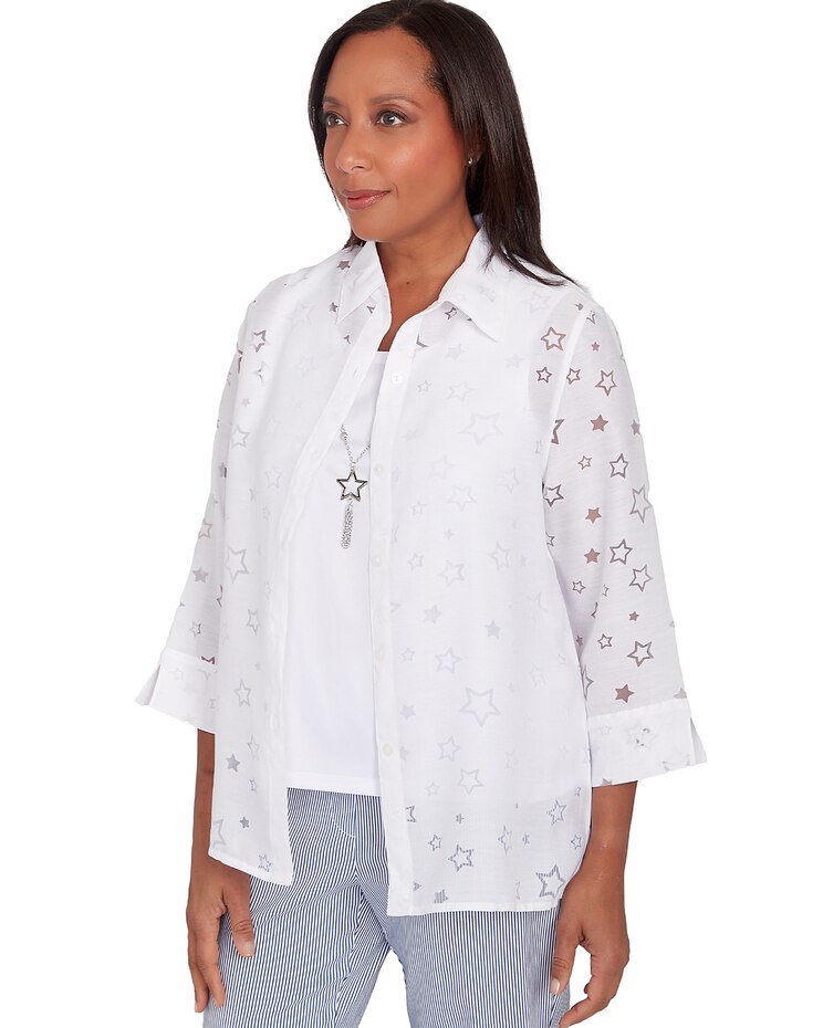 Alfred Dunner® All American Burnout Stars Two for One Top image number 3