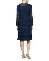 S.L. Fashions Lace Shoulder Beaded Tier Jacket Dress thumbnail number 3