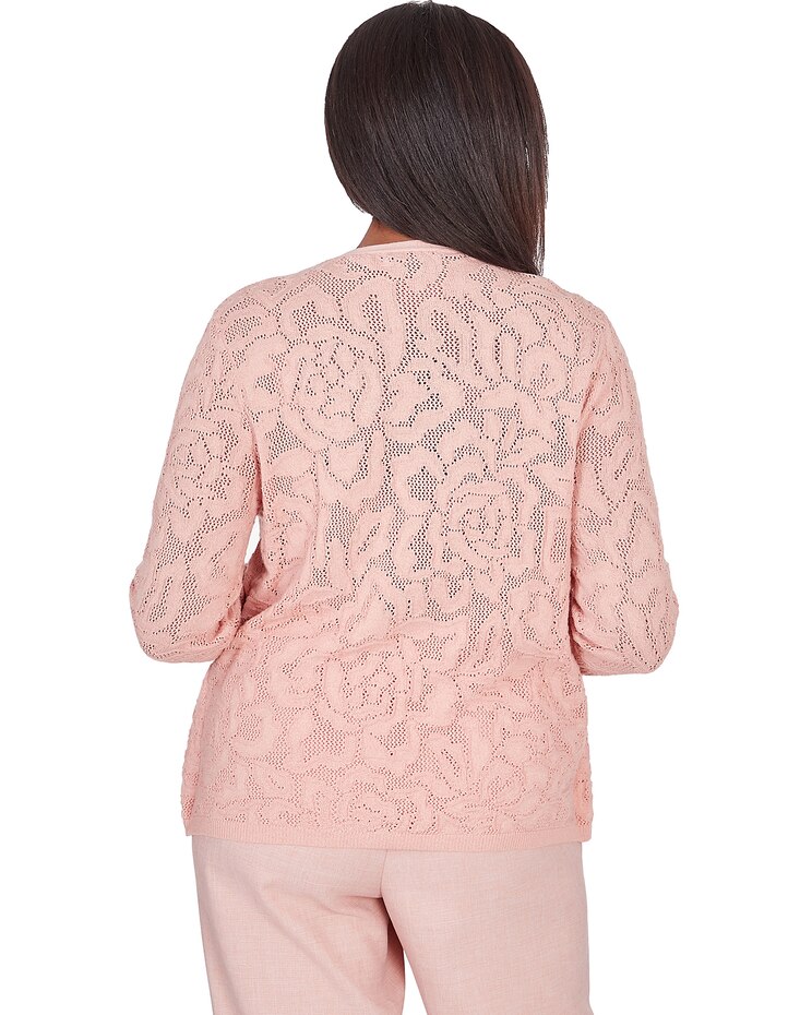 Alfred Dunner® English Garden Flower Stitch Two In One Top with Necklace image number 2