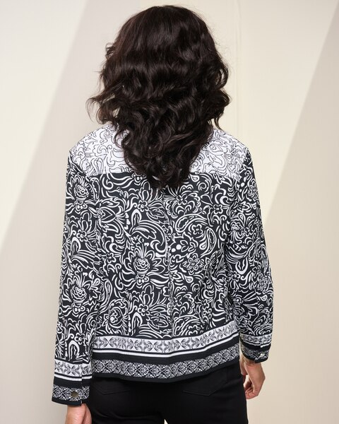 Embroidered Border Print Jacket