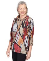 Alfred Dunner® Park Place Abstract Patchwork Cowl Neck Top thumbnail number 3